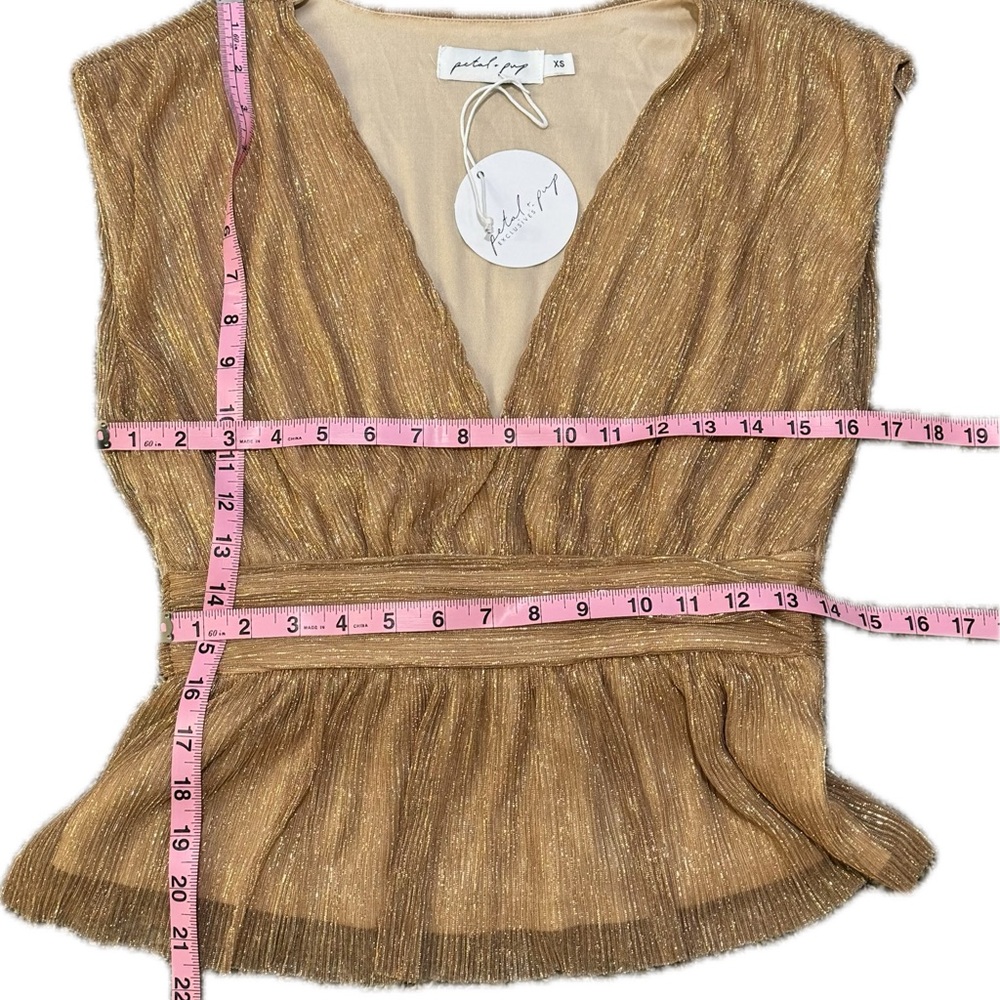 Anthropologie Gold Shimmer Blouse - Picture 5 of 6